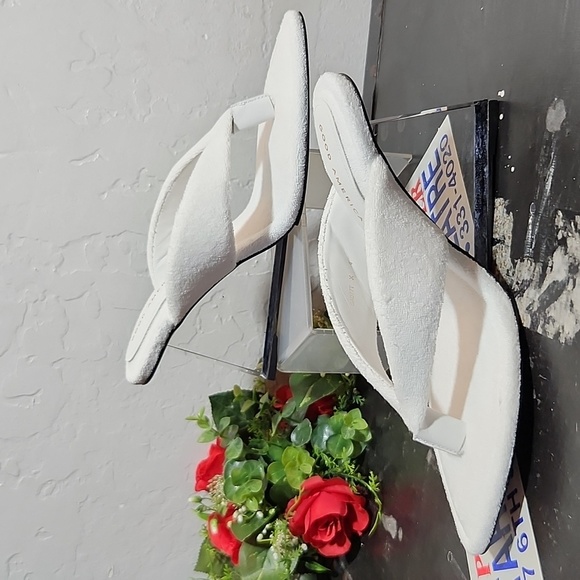 GOOD AMERICAN White Terry Sandal Transparent Heel Style GA077TX Size 8 - Picture 2 of 9